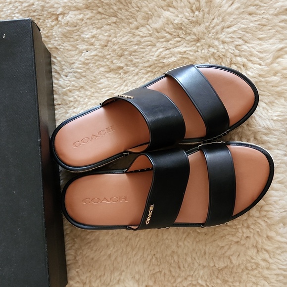 NWT IOB Coach Franca Black Leather Slip-on Espadrilles 🖤💛 - Picture 14 of 16